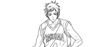 Kolorowanki Kuroko No Basket POjedynek na boisku do koszykówki kolorowanka