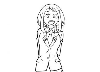 Kolorowanki Ochako Uraraka Postać w mundurku szkolnym Ochaco Uraraka