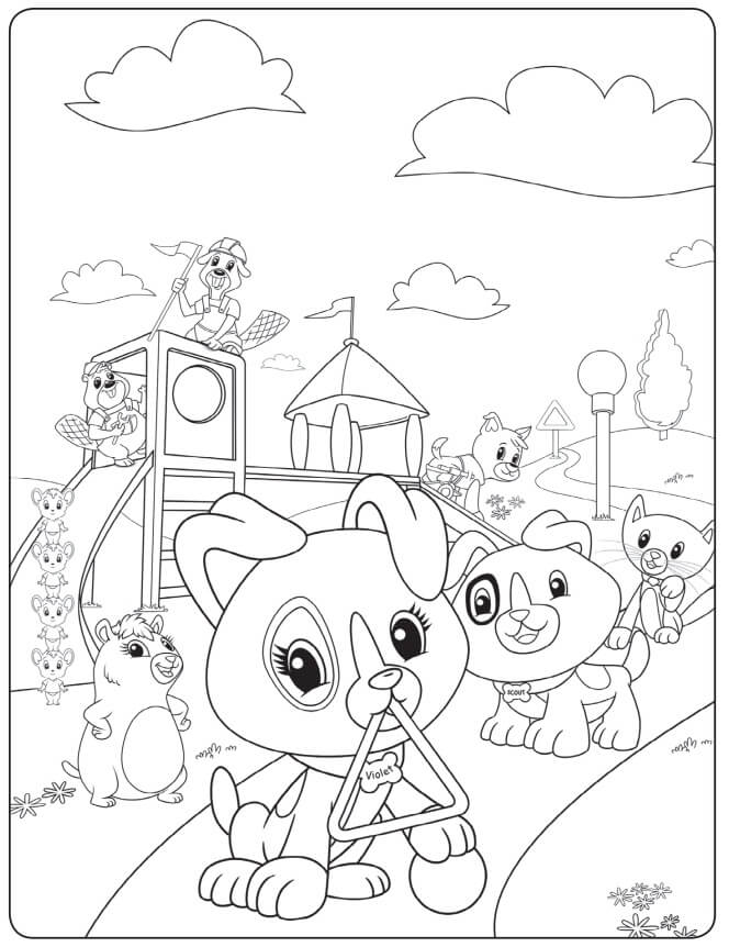 Postacie z Leapfrog na placu zabaw