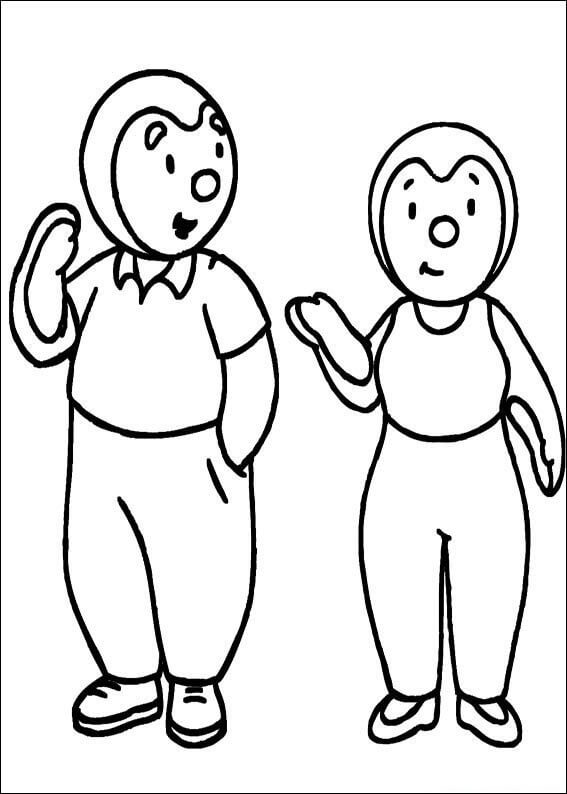 Postacie z bajki dla dzieci Tchoupi kolorowanka