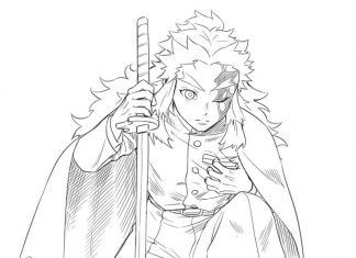 Kolorowanki Kyojuro Rengoku Rysunek Kyojuro Rengoku kolorowanka