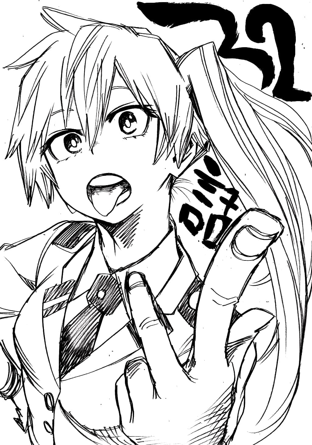 Rysunek dziewczyny z anime