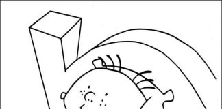 Stanley śpi w swoim łóżku w pokoju kolorowanka