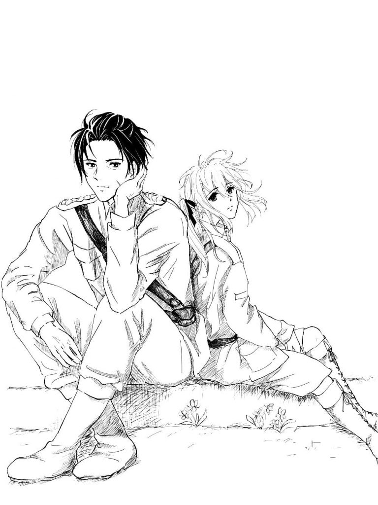 Szkic Gilbert Bougainvillea i Violet Evergarden