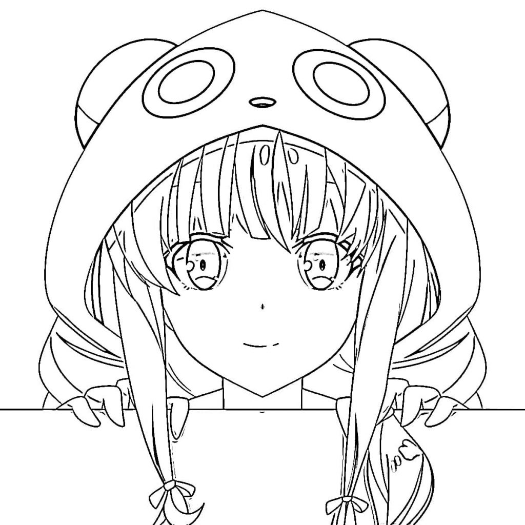 Twarz Kaede Azusagawa do pokolorowania