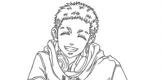 Uśmiechnięty chłopak w bluzie i dresach