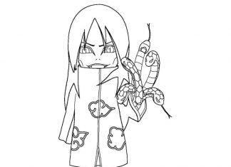 Kolorowanki Orochimaru Węże z kieszeni wychodzą u tej postaci