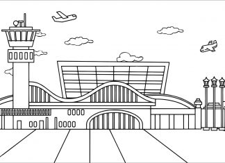 Wieża kontroli lotów kolorowanka do druku