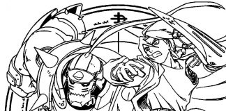 Kolorowanki Fullmetal Alchemist Wojownicy z anime na obrazku