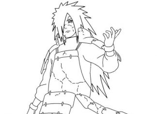 Kolorowanki Madara Uchiha Wojownik anime do pokolorowania
