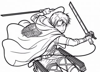 Kolorowanki Levi Ackermann Wojownik z dwoma mieczami