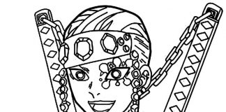 Kolorowanki Tengen Uzui Wojownik z dwoma mieczami