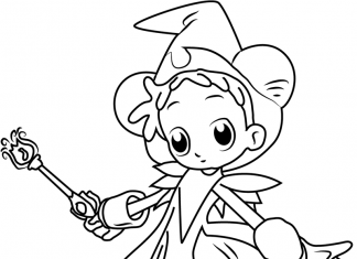 Kolorowanki Ojamajo Doremi Wróżka anime do druku