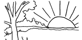 Kolorowanki Jezioro Wschód słońca kolorowanka