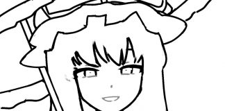 Kolorowanki Touhou Project Yukari Yakumo i jej broń kolorowanka