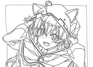 Zabawna dziewczyna anime kolorowanka