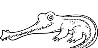 Kolorowanki Gharial Zabawny i wesoły mały krokodyl