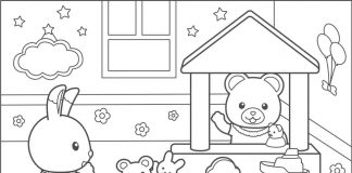 Kolorowanki Sylvanian Families Zabawy w domu anime