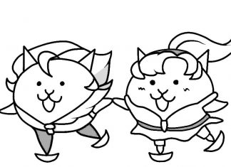 Kolorowanki The Battle Cats Zadowolona para z bajki anime