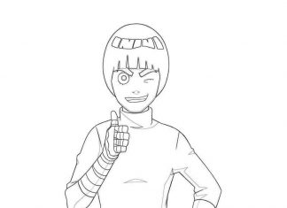 Kolorowanki Rock Lee Zadowolona postać z anime