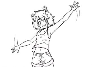 Kolorowanki Mina Ashido Zadowolona tancerka