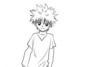 Kolorowanki Killua Zoldyck Zadowolony chłopiec anime kolorowanka