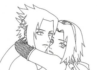 Kolorowanki Sakura Haruno Zakochana para Sakura i Hug do druku