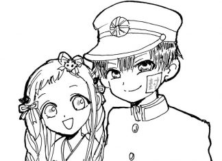 Kolorowanki Hanako-kun Zakochana para dziewczyna i chłopak