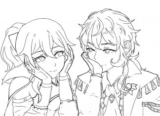 Kolorowanki Jean Genshin Impact Zakochana para z anime kolorowanka