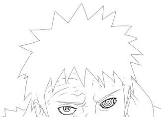 Kolorowanki Obito Uchiha Zakręcone pełne niepokoju oczy u wojownika