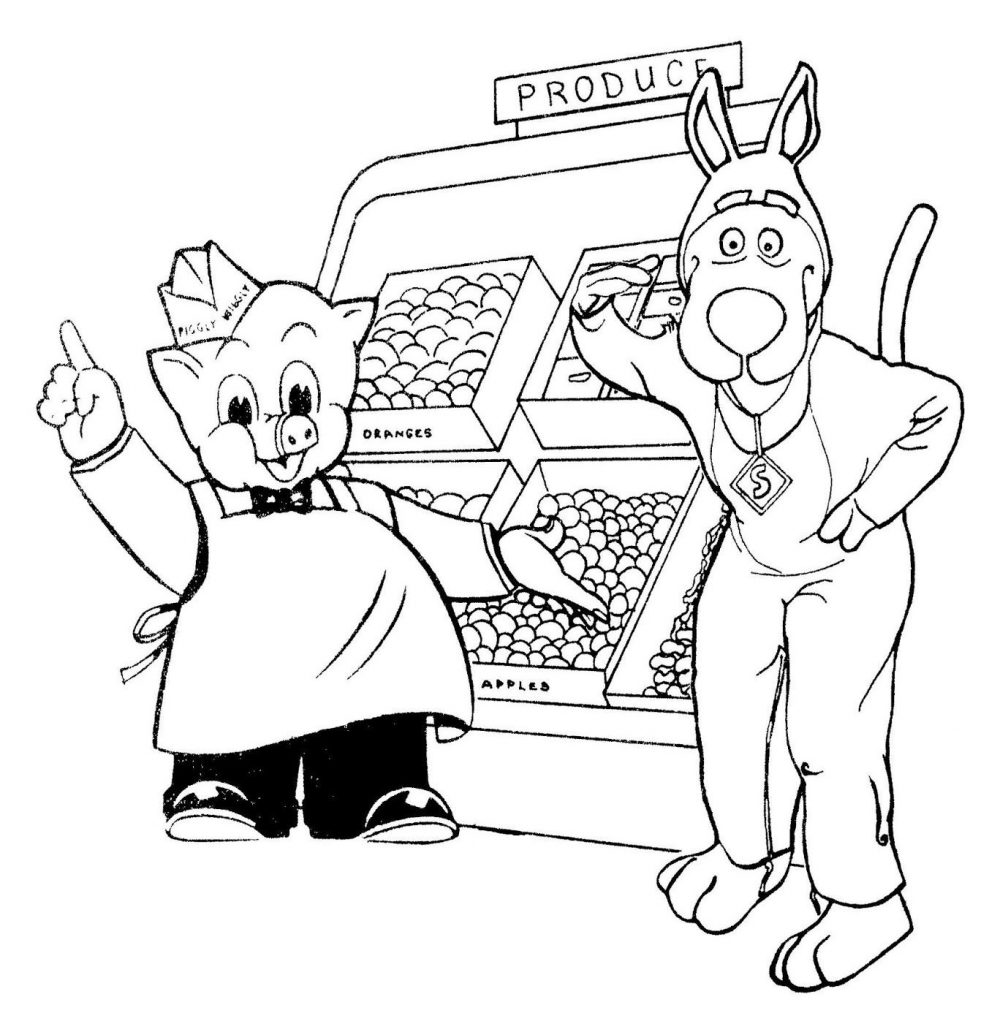 Zakupy w sklepie ze świnką z bajki dla dzieci