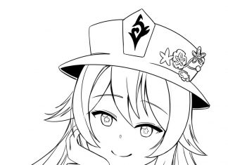 Zamyślona Hu Tao w kapeluszu