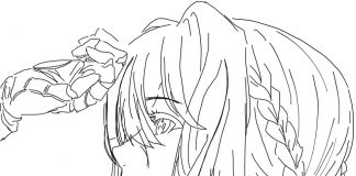 Kolorowanki Violet Evergarden Zamyślona dziewczyna z anime