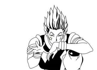 Zamyślony Hisoka siedzi