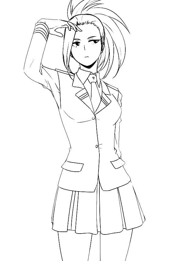 Zapatrzona dziewczyna z anime w uniformie