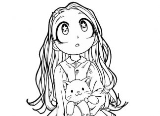 Zdziwiona Eri z dużymi oczami i kotek