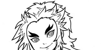 Kolorowanki Kyojuro Rengoku Zdziwiona postać z bajki dla dzieci kolorowanka