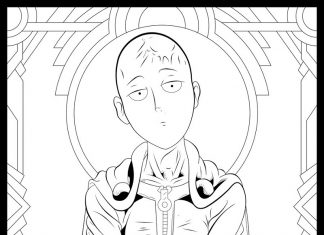 Kolorowanki Saitama Zdziwiony Saitama do pokolorowania