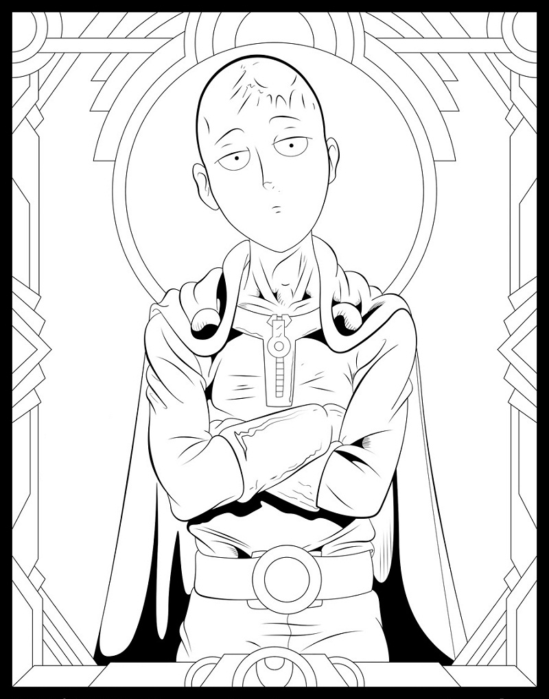 Zdziwiony Saitama do pokolorowania